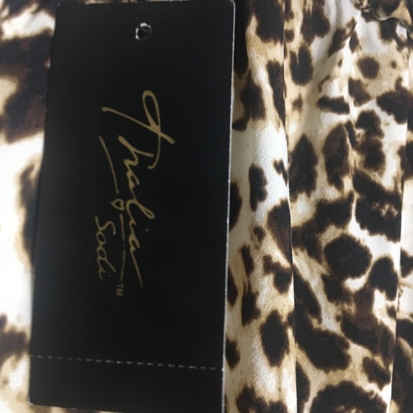 Thalia Sodi Leopard Wide Leg Flowy Relaxed Fit Pleated Pants XS Extra Small - Picture 7 of 12